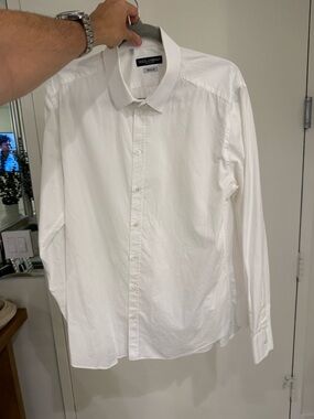 Dolce & Gabbana White Long-Sleeve Dress Shirt - Point Collar